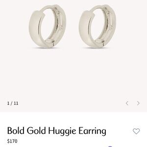 14k White Gold Bold Huggie Hoops
